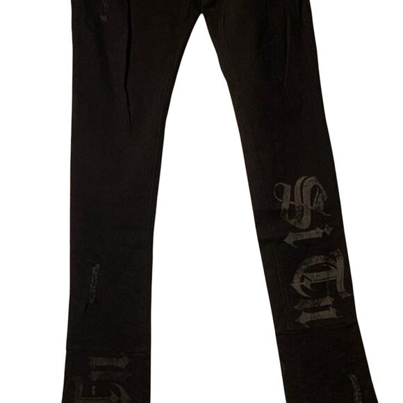 Si Tu Veux Superstack Black Mens Jeans Size 36